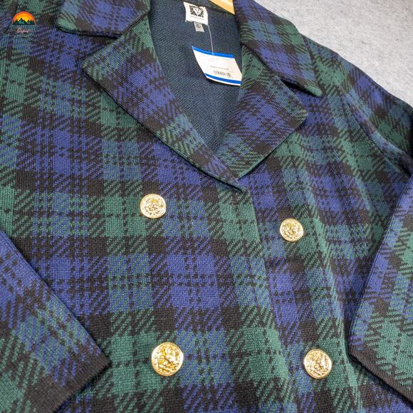 NWT Anne Klein Coat Blue Green Plaid Old Money Prep Notch Lapel Women's Size XL - Picture 5 of 10